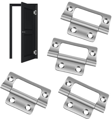 Flush Hinges – 2 Pairs (4 Units) 50mm Stainless Steel Flush Hinges, Heavy Duty, Rust-Resistant, Concealed Door Hinges for Cabinets, Doors, Furniture, and More