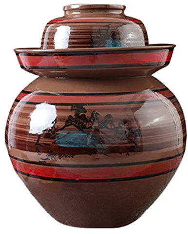 BDSHGRDH kimchi container， Traditional Chinese Porcelain Ceramic Fermentation Crock Pickling Pot,Fermenting Jar With Water Seal Airlock Lid Stoneware(10KG)
