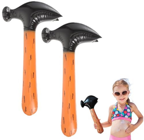 BCHKO 2 Pièces Marteau Gonflable, Jouet Flottant Gonflable, Support de Marteau Gonflable pour Les Fêtes de Piscine, Jeu Piscine, Natation, Bassin, Fête Plage, Jeu de Rôle Enfant Adulte (Brun)