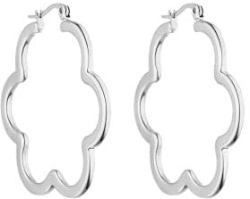 Purelei® Elegante Blüten-Ohrringe für Frauen – Schönes Blumendesign, 18K vergoldet, Edelstahl (41 mm), Geschenk für Frauen (Silver)