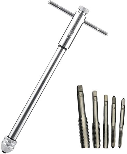 Bamyli Tournevis pour taraud, poignée en T réglable, porte-outils long pour M5-M12, avec support de foret fileté extensible, idéal pour un filetage précis