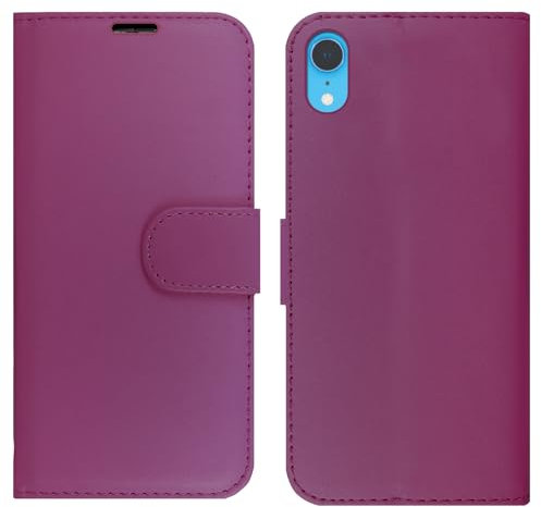 Case For iPhone XR, PU Leather Flip Wallet Phone Cover With 2 Card Slots Magnetic Closure For iPhone XR (Purple)
