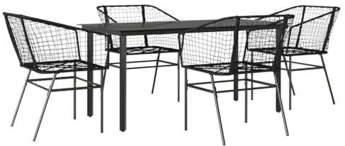 vidaXL 5-teiliges Garten-Esszimmerset aus schwarzem Polyrattanglas
