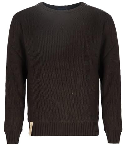 Baumfuchs Herren Strickpullover mit Polarfleece gebondet - Pullover mit modischen Strickmuster in Rotbraun-Beige Größe M