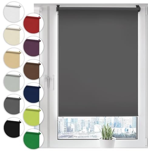 Sonello Verdunkelungsrollo Klemmfix ohne Bohren Rollo 55cm x 100cm Grau | Fenster Rollos Für Innen, Klemmrollo, Verdunklungsrollo, Sonnenschutzrollo, Seitenzugrollo für Fenster & Türen, Fensterrollo