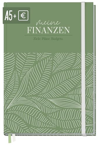 Häfft paper&you® Finanzplaner A5+ Haushaltsbuch Fine Leaves | Für 1 Jahr Einnahmen & Ausgaben: 144 Seiten mit 100g/m²-Papier, Hardcover, 12 Monatsübersichten & 53 Wochenlisten