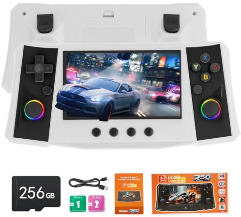 VELPAX Handheld Game Console, 40,000 Games in 1, 4.5-Inch IPS Screen Retro Gaming Console,40000 Classic Games, 4000mAh,20＋Mainstream Emulator,Built-in 256G TF Card（White）