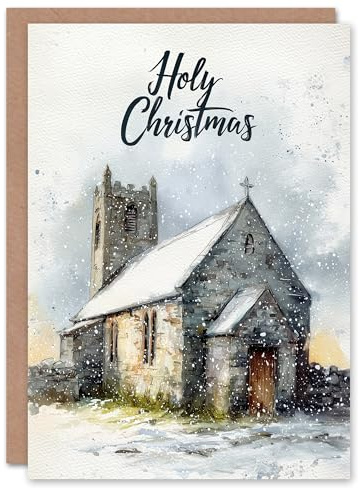 Artery8 Christmas Card Christian Church Holy Rustic Winter Snow Scene