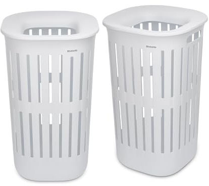 Brabantia Collect-It Laundry Basket 55L (White), Set of 2, Laundry Hamper for Kitchens and Utility Rooms, Storage Basket for Clothing, Towels and Bedding