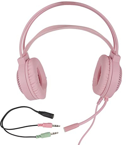 CHEOTIME Casque de Jeu pour PC, PS 5, H46 RGB Casque de Jeu 7.1 Virtual Surround Stéréo Réduction du Bruit sur l'oreille, Pilote directionnel 40 mm, Rose