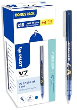 Pilot V7 Hi-Tecpoint Liquid Ink Roller Pen - Blue (Pack of 20)