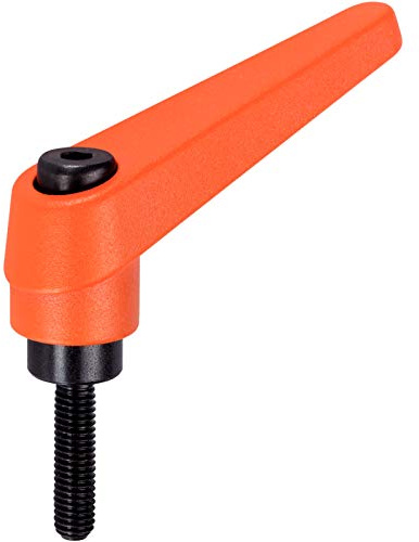 HALDER 24400.0491 - Palanca de sujeción ajustable, naranja, d1=22 mm / d2=M10 / l1=80 mm
