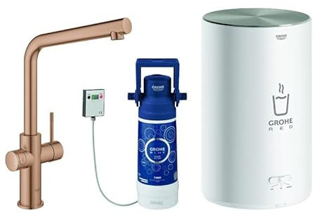 GROHE Red Duo tap and boiler size M, L-shaped spout, colour: warm sunset brushed - 30327DL1