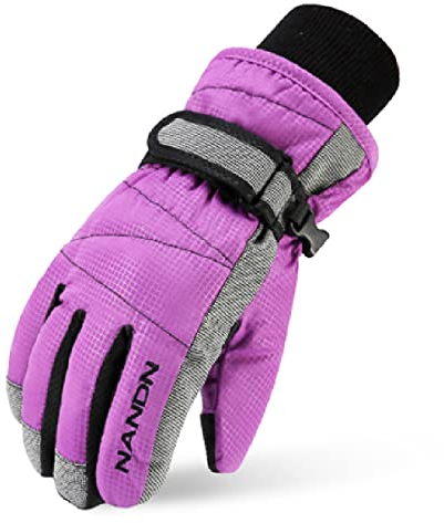 TRIWONDER Kinder Thermo-Fleece Skihandschuhe Snowboard Handschuhe Warme Winterhandschuhe für Jungen Mädchen (Violett, S (6-7 Jahre))