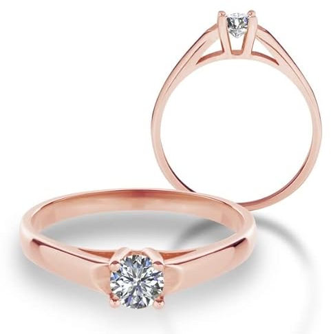 JC Trauringe Verlobungsring 585 Gold Solitär Rotgold mit Swarovski VJC14 (54 (17.2))