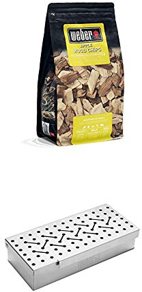 Weber 17621 Räucherchips Apfelholz, 700 g, dezentes, süßes Apfelaroma, Räuchern, Aroma, Grillen + Räucherbox universal, Räuchern, für Gas- und Holzkohlegrills, Raucharmona