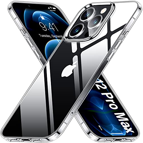 Vakoo für iPhone 12 Pro Max Hülle, Klare Stoßfeste Dünne Silikon Case, Vergilbungsbeständige Transparent TPU Handyhülle Schutzhülle - Durchsichtig