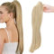 Ponytail Extension Pferdeschwanz Zopf mit Klammer Haarteil Haarverlängerung Hair Piece Haar Hitzebeständig Micro-wavy wie Echthaar 22(55cm) Dark Blonde Mix Bleichblond
