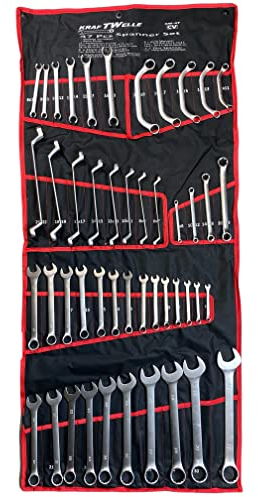 Kraftwelle 47 teiliges Schlüssel Set Maulring Torx Offener Ringschlüssel Blockschlüssel Ringgabel Bremsleitungsschlüssel KFZ PKW Werkzeugset