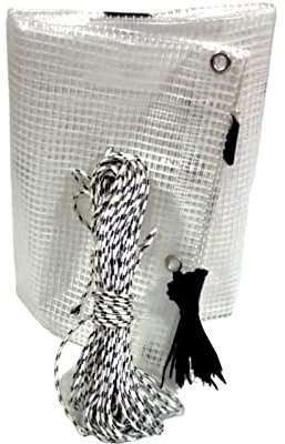 Telo Telone Pvc Impermeabile occhiellati Rinforzati per Coperture Antivento Antipioggia Antistrappo Trasparente 100 FASCETTE PLASTICA e 20mt CORDA in DOTAZIONE (1.5x3mt)
