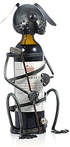 BANNESE Metal Wine Rack Creative Dog Golf Wine Bottle Holder Craft Home Decoration Freestanding Tabletop Wine Racks for Home And Kitchen Decor for Wine Lovers
