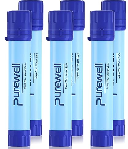 Purewell Filtre À Eau Portable,Personnel Purificateur de 0.01Microns 4 Etapes système de Filtration d'eau Enlèvent 99,99% de Substances Nocives, Pour Camping Randonnée Voyager