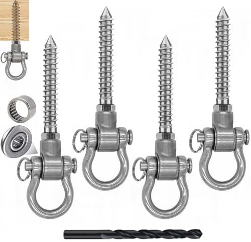 Dakzhou 4 robuste Schaukelaufhänger, permanentes Anti-Rost-Kugellager, 680 kg, 180°-Schaukel-Hardware, Schaukelgestell für Yoga-Hängematte, Stuhl, Sandsack, Spielplatz-Zubehör