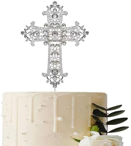 Kreuz Tortendeko Silber Taufe Konfirmation Kommunion Cake Topper Diamantkreuz Kuchen Deko