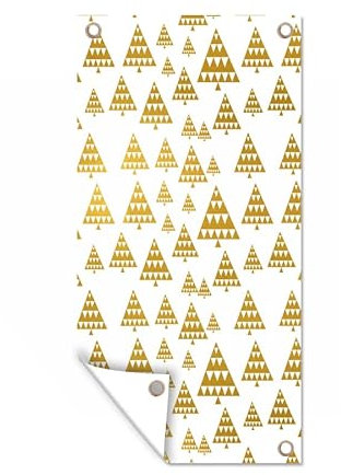 Outdoor-Poster Poster Wanddeko draußen Deko Garten Gartenposter 30x60 cm Weihnachtsbaum - weiß - gold - Muster