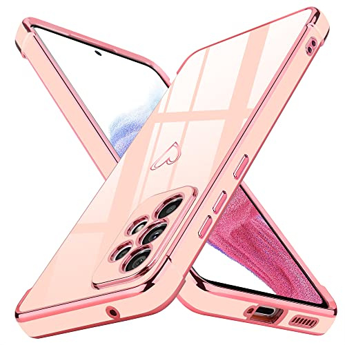Lafunda kompatibel mit Samsung Galaxy A53 (6.5 Zoll) Handyhülle Mädchen Liebesherz Silikonhülle weich Hülle Ultra dünn Stoßfeste Schutzhülle Bumper Silikon case für Samsung A53 Rosa