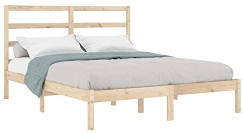 vidaXL Massivholzbett Bett Holzbett Doppelbett Bettgestell mit Lattenrost Kopfteil Bettrahmen Schlafzimmerbett Schlafzimmermöbel 120x190cm