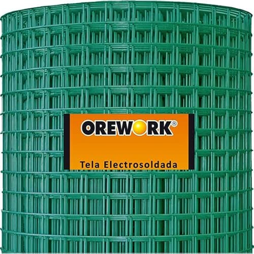 Malla electrosoldada plastificada en color verde para aplicaciones diversas con altura de 100cm, agujero de 13x13mm y Ø alambre de 1mm - Rollo de 10m