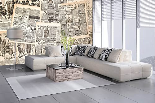 Vlies Fototapete ANTIKE ZEITUNG 375 x 250 cm (inkl. Kleister) - Vlies Tapete, Wandtapete, Wandbilder - Tapete für Wohnzimmer Schlafzimmer, Büro, Küche - Montagefertig