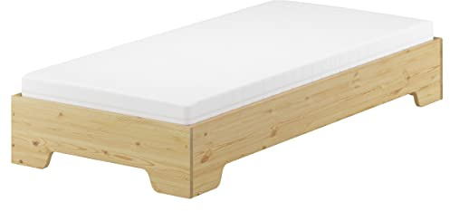 Erst-Holz®Bettrahmen Kastenbett Massivholzbett Kiefer 100 x 200 cmFederleisten und Matratze