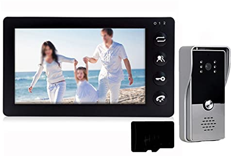 n/a Kabelgebundene Video-Gegensprechanlage Türsprechanlage 7 Zoll 2 Monitore mit Türklingelkamera im Freien unterstützen Bewegungserkennung for die Sicherheit zu Hause (Color : A)