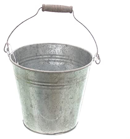 Zinkeimer - Metalleimer wasserdicht 5 Liter mit stabilen Griffen zum Bepflanzen und als Miniteich - Pflanzkübel Eimer Dekoeimer Garten Dekoration (Eimer)