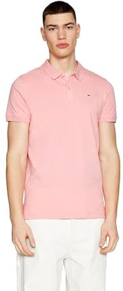 Tommy Jeans Polo Manches Courtes Homme Slim Fit, Rose (Tickled Pink), XS