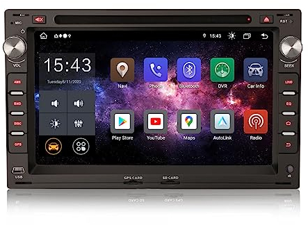 Erisin 8-Kern 4GB+64GB Android 12 Autoradio Bluetooth mit GPS Navigation Für VW T5 Passat Polo Jetta Sharan Golf 4 Seat Ibiza Peugeot 307 CarPlay Android Auto DSP WiFi DAB+ CD RDS USB 4G TPMS OBD2