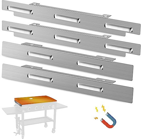 Windschutz für Blackstone 36 Zoll Grillplatte, Blackstone Grillzubehör für Grill im Freien, Magnetischer Edelstahl-Windschutz, kompatibel mit hinterem Fettbecher