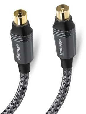 HImage cavo antenna coassiale 9.5mm, maschio femmina, connettori dorati 24K, rivestito in tessuto, 135 dB, doppia schermatura, adattatore incluso, 3m di lunghezza