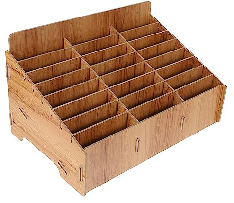 CHILDWEET Boîte De Rangement Multifonctionnelle En Bois Pour Téléphones - Organisateur Avec 24 Compartiments Pour Bureau Et Salle De Réunion