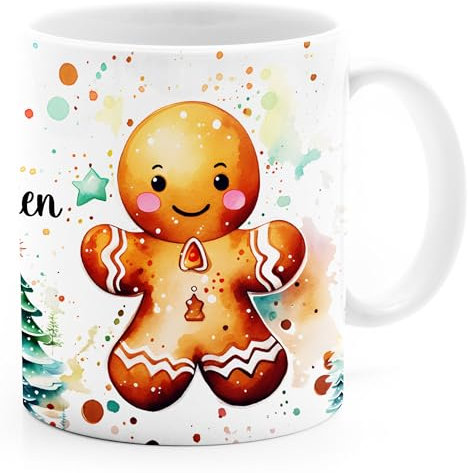 MoonWorks® Tasse Weihnachten Wintertasse Weihnachtstasse XMAS Schneemann Wichtel Aquarell weiss standard