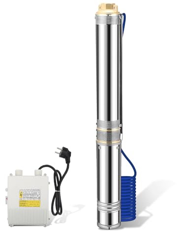 Cecaylie Pompa per Pozzo Profondo 0,75 kW - Pompa d'Acqua Sommergibile 4000 l/h, Fino a 70 m di Profondità per Acqua Domestica e Irrigazione del Giardino