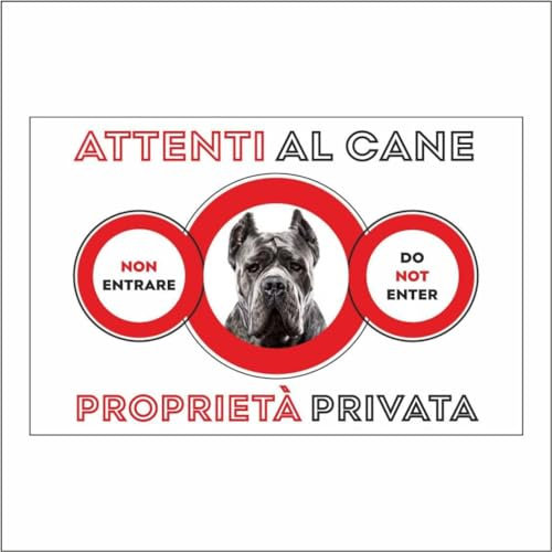 GLOBAL CARTELLO SEGNALETICO - ATTENTI AL CANE CORSO PROPRIETÀ PRIVATA - Adesivo Extra Resistente, Pannello in Forex, Pannello In Alluminio (10x15 CM, Adesivo)