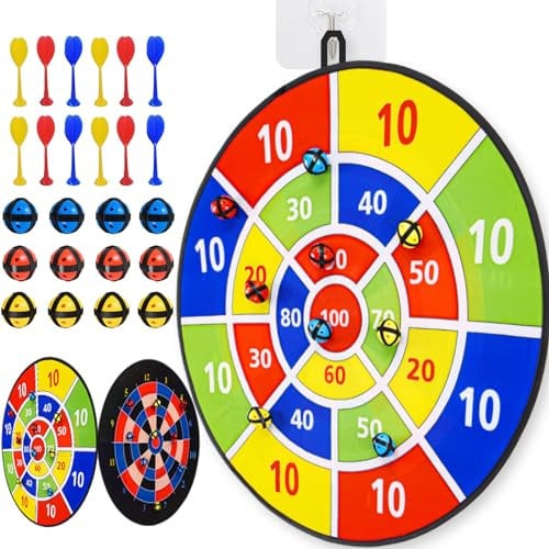 Dartscheibe Kinder - 29/73cm mit 12 Klettbällen und 12 Klettdarts, Nikolaus Spielzeug für Kinder 4 5 6 7 8 9 10 Jahre Jungen (Klassiker)