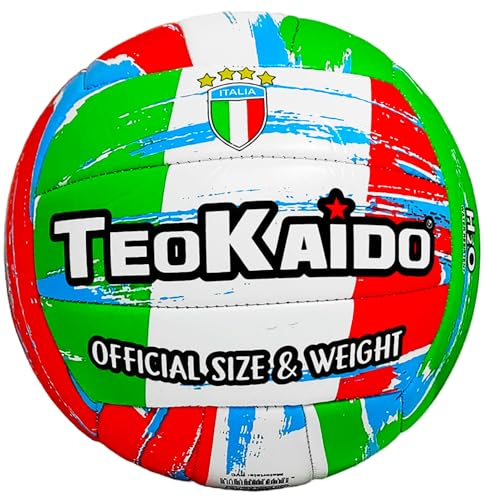 CUCUBA Volleyball Beach Volley Water Resistent Power Modell mit italienischem Wappen (weiß rot grün) für Training oder Spiel Durchmesser 21 cm