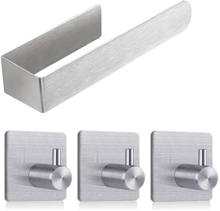 Handtuchhalter ohne Bohren Bad Handtuchhalter 4 Stück Silber Edelstahl 24cm, gebürstet modernes Design Geeignet für Bad, Schlafzimmer und Küche