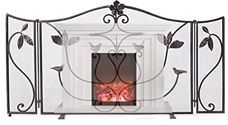 Kamin-Funkenschutz, Kamin-Funkenschutz, extra breiter Kaminschutz für Brennholzkamin, funktionale Kamintüren, Kamingitter-Vorhang aus Eisen, schwarz