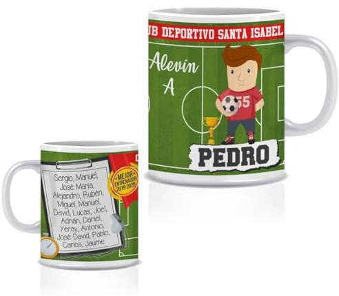 Taza personalizada MEJOR ENTRENADOR FÚTBOL. Regalo especial para ENTRENADORES. Regalo para FIN DE TEMPORADA o FIN DE CURSO. Regalos para profesores. Regalos originales personalizados.