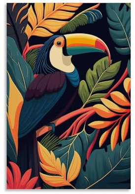 CTATOGE Buntes Tukan-Poster, Leinwandbild, Wandkunst, Bild, Heimdekoration, Druck für Schlafzimmer, Wohnzimmer, 30 x 45 cm, ungerahmter Stil